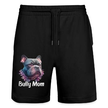 American Bully Mom - Stanley/Stella Trainer Unisex Organic Jogging Shorts - black - Front - Nik (191cm) & Marisol (170cm)