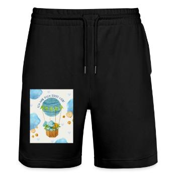 Ich hab dich sooo lieb Elefanten - Stanley/Stella Unisex Bio Joggingshorts Trainer  - Schwarz - Vorne - Nik (191cm) & Marisol (170cm)