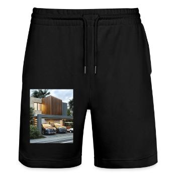 Maison - Short de jogging bio TRAINER Stanley/Stella unisexe - noir - Devant - Nik (191cm) & Marisol (170cm)