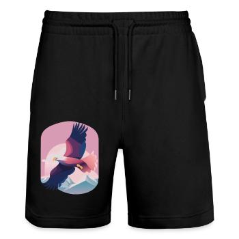 High in the Skies (Dreamy Animals Collection) - Stanley/Stella Unisex Bio Joggingshorts Trainer  - Schwarz - Vorne - Nik (191cm) & Marisol (170cm)