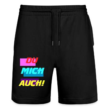 DU MICH AUCH - Stanley/Stella Unisex Bio Joggingshorts Trainer  - Schwarz - Vorne - Nik (191cm) & Marisol (170cm)