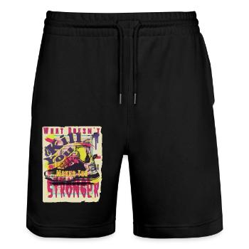 What doesn`t kill you makes you stronger - Kraft - Stanley/Stella Unisex Bio Joggingshorts Trainer  - Schwarz - Vorne - Nik (191cm) & Marisol (170cm)