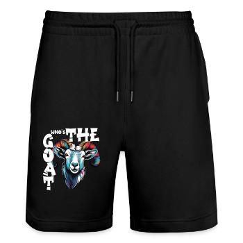 Who's the GOAT - Stanley/Stella Trainer Unisex Organic Jogging Shorts - black - Front - Nik (191cm) & Marisol (170cm)