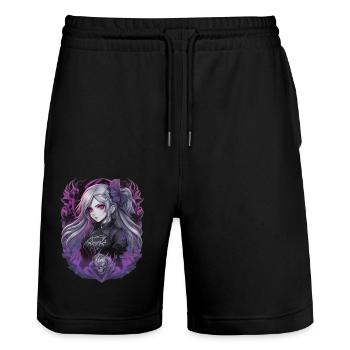 Gothic Anime Girl - Stanley/Stella Trainer Unisex Organic Jogging Shorts - black - Front - Nik (191cm) & Marisol (170cm)
