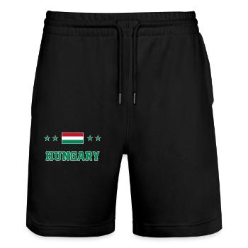 Hungary - Stanley/Stella Trainer Unisex Organic Jogging Shorts - black - Front - Nik (191cm) & Marisol (170cm)