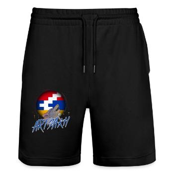 Arzach - Stanley/Stella Unisex Bio Joggingshorts Trainer  - Schwarz - Vorne - Nik (191cm) & Marisol (170cm)