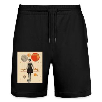 Schütze - Stanley/Stella Unisex Bio Joggingshorts Trainer  - Schwarz - Vorne - Nik (191cm) & Marisol (170cm)