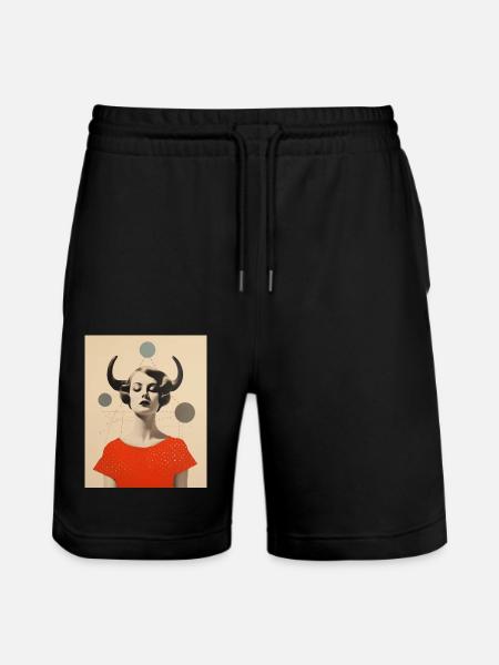 Taureau collage art astrologie - Short de jogging bio TRAINER Stanley/Stella unisexe - noir