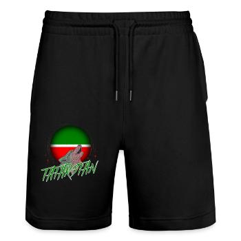 Tatarstan - Short de jogging bio TRAINER Stanley/Stella unisexe - noir - Devant - Nik (191cm) & Marisol (170cm)