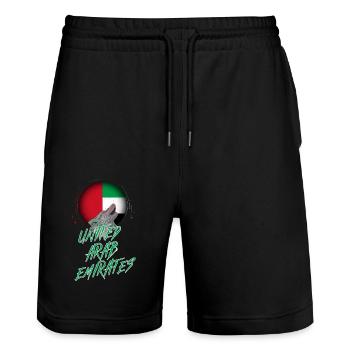Vereinigte Arabische Emirate - Stanley/Stella Unisex Bio Joggingshorts Trainer  - Schwarz - Vorne - Nik (191cm) & Marisol (170cm)