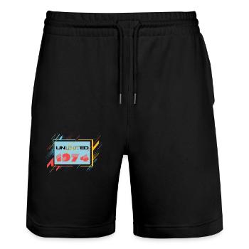50th Birthday 1974 Limited Edition - Stanley/Stella Trainer Unisex Organic Jogging Shorts - black - Front - Nik (191cm) & Marisol (170cm)