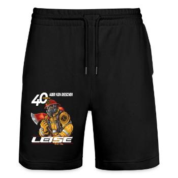 40. Geburtstag 1984 Feuerwehr Spruch - Stanley/Stella Unisex Bio Joggingshorts Trainer  - Schwarz - Vorne - Nik (191cm) & Marisol (170cm)