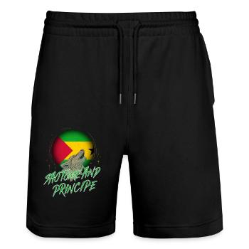 Sao Tomé et Principe - Short de jogging bio TRAINER Stanley/Stella unisexe - noir - Devant - Nik (191cm) & Marisol (170cm)