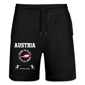 Österreich - Stanley/Stella Unisex Bio Joggingshorts Trainer  - Schwarz - Vorne - Nik (191cm) & Marisol (170cm)