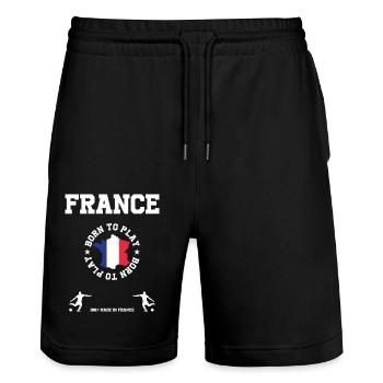 France - Short de jogging bio TRAINER Stanley/Stella unisexe - noir - Devant - Nik (191cm) & Marisol (170cm)
