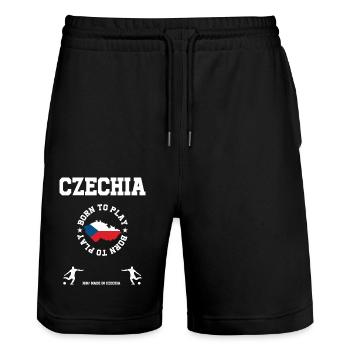 Tschechien - Stanley/Stella Unisex Bio Joggingshorts Trainer  - Schwarz - Vorne - Nik (191cm) & Marisol (170cm)