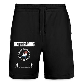 Holland - Stanley/Stella Unisex Bio Joggingshorts Trainer  - Schwarz - Vorne - Nik (191cm) & Marisol (170cm)
