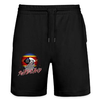 Swaziland - Short de jogging bio TRAINER Stanley/Stella unisexe - noir - Devant - Nik (191cm) & Marisol (170cm)