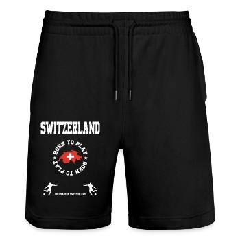 Switzerland - Stanley/Stella Unisex Bio Joggingshorts Trainer  - Schwarz - Vorne - Nik (191cm) & Marisol (170cm)