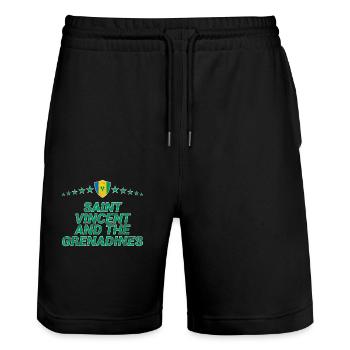 Saint Vincent and the Grenadines - Stanley/Stella Trainer Unisex Organic Jogging Shorts - black - Front - Nik (191cm) & Marisol (170cm)