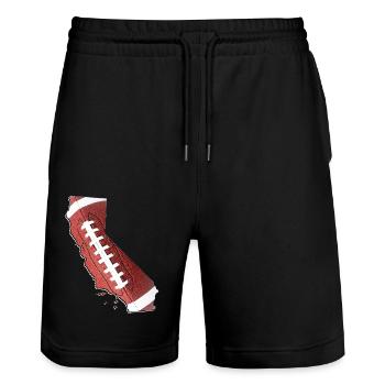 California (USA) | real football | Map - Stanley/Stella Trainer Unisex Organic Jogging Shorts - black - Front - Nik (191cm) & Marisol (170cm)