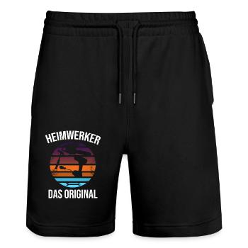 heimwerker das original - Stanley/Stella Unisex Bio Joggingshorts Trainer  - Schwarz - Vorne - Nik (191cm) & Marisol (170cm)