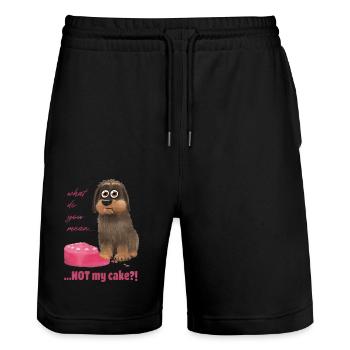 not my cake - Stanley/Stella Unisex Bio Joggingshorts Trainer  - Schwarz - Vorne - Nik (191cm) & Marisol (170cm)