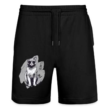 Süße Katze Cat Haustier Siam Perser Geschenk Idee - Stanley/Stella Unisex Bio Joggingshorts Trainer  - Schwarz - Vorne - Nik (191cm) & Marisol (170cm)