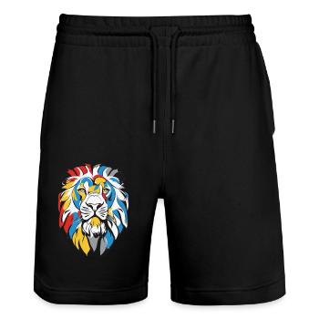 Lion Majestueux, Animaux, Nature Sauvage, Tigre, Prédateur - Short de jogging bio TRAINER Stanley/Stella unisexe - noir - Devant - Nik (191cm) & Marisol (170cm)