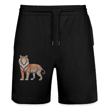 Lion, Animal, Nature sauvage, Tigre, Prédateur, Majestueux, - Short de jogging bio TRAINER Stanley/Stella unisexe - noir - Devant - Nik (191cm) & Marisol (170cm)