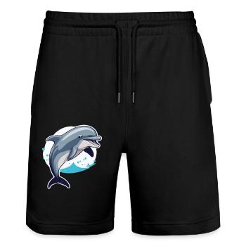 Dauphin, L’Eau, Animal, Mer, Dauphin, Poisson, Dauphin - Short de jogging bio TRAINER Stanley/Stella unisexe - noir - Devant - Nik (191cm) & Marisol (170cm)