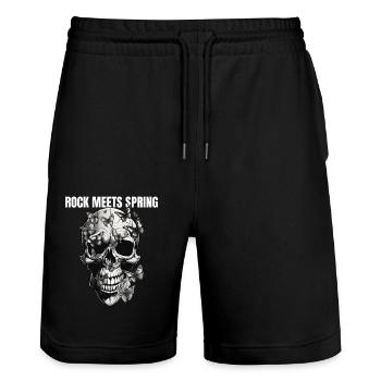 Springtime Feeling - Stanley/Stella Trainer Unisex Organic Jogging Shorts - black - Front - Nik (191cm) & Marisol (170cm)