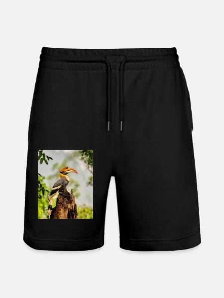 Great hornbill Bird - Stanley/Stella Trainer Unisex Organic Jogging Shorts - black