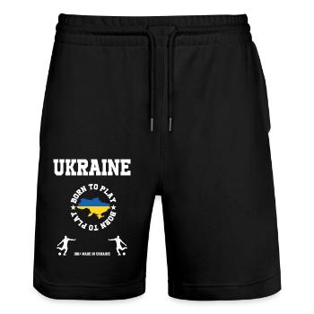 Ukraine - Stanley/Stella Unisex Bio Joggingshorts Trainer  - Schwarz - Vorne - Nik (191cm) & Marisol (170cm)