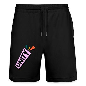 unity - Stanley/Stella Trainer Unisex Organic Jogging Shorts - black - Front - Nik (191cm) & Marisol (170cm)