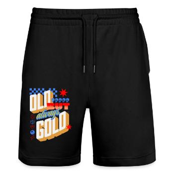 Old but always Gold Retro - Stanley/Stella Unisex Bio Joggingshorts Trainer  - Schwarz - Vorne - Nik (191cm) & Marisol (170cm)