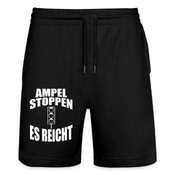 Ampel Regierung Scholz Baerbock Habeck Grüne SPD - Stanley/Stella Unisex Bio Joggingshorts Trainer  - Schwarz - Vorne - Nik (191cm) & Marisol (170cm)