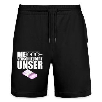Ampel Regierung Scholz Baerbock Habeck Grüne SPD - Stanley/Stella Unisex Bio Joggingshorts Trainer  - Schwarz - Vorne - Nik (191cm) & Marisol (170cm)