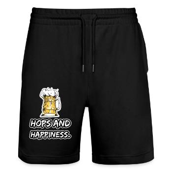 Bier Tshirt - Stanley/Stella Unisex Bio Joggingshorts Trainer  - Schwarz - Vorne - Nik (191cm) & Marisol (170cm)