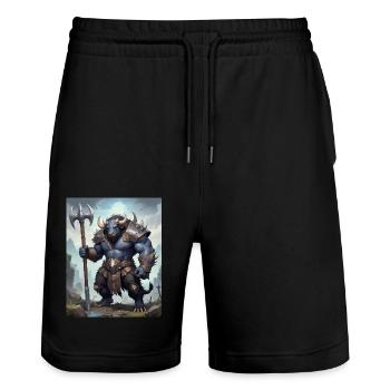 Ein monströses Ungetüm, ein Wasserbüffel - Stanley/Stella Unisex Bio Joggingshorts Trainer  - Schwarz - Vorne - Nik (191cm) & Marisol (170cm)