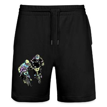 bmx - Short de jogging bio TRAINER Stanley/Stella unisexe - noir - Devant - Nik (191cm) & Marisol (170cm)