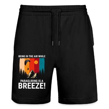 Gleitschirmpilot Gleitschirm Abenteuer Outdoor - Stanley/Stella Unisex Bio Joggingshorts Trainer  - Schwarz - Vorne - Nik (191cm) & Marisol (170cm)