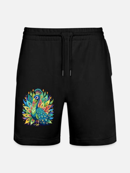 Peacock Magic - Stanley/Stella Trainer Unisex Organic Jogging Shorts - black