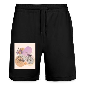 Bicycle - Color blobs - Stanley/Stella Trainer Unisex Organic Jogging Shorts - black - Front - Nik (191cm) & Marisol (170cm)