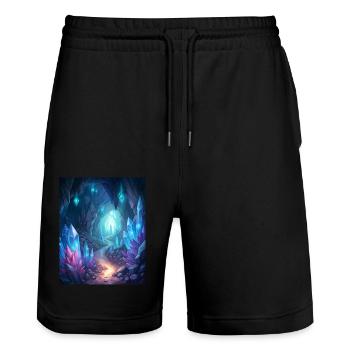 Une grotte remplie de cristaux brillants - Short de jogging bio TRAINER Stanley/Stella unisexe - noir - Devant - Nik (191cm) & Marisol (170cm)