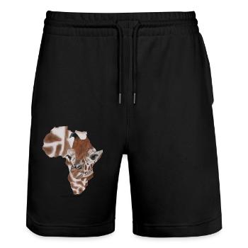 carte de l'Afrique Girafe - Short de jogging bio TRAINER Stanley/Stella unisexe - noir - Devant - Nik (191cm) & Marisol (170cm)