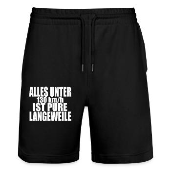 Tempolimit Autobahn Grüne Freiheit Verbot Diesel - Stanley/Stella Unisex Bio Joggingshorts Trainer  - Schwarz - Vorne - Nik (191cm) & Marisol (170cm)