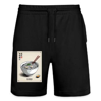 Bol de ramen vintage - Short de jogging bio TRAINER Stanley/Stella unisexe - noir - Devant - Nik (191cm) & Marisol (170cm)