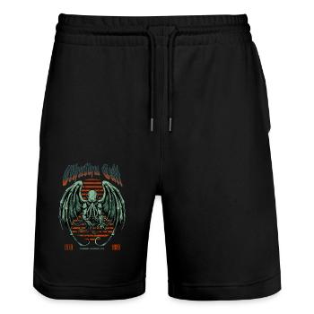 Kaiju vert - Cthulhu Cult Lovecraft Necronomicon - Short de jogging bio TRAINER Stanley/Stella unisexe - noir - Devant - Nik (191cm) & Marisol (170cm)