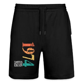 Limited Edition 1974 50th Birthday Vintage - Stanley/Stella Trainer Unisex Organic Jogging Shorts - black - Front - Nik (191cm) & Marisol (170cm)